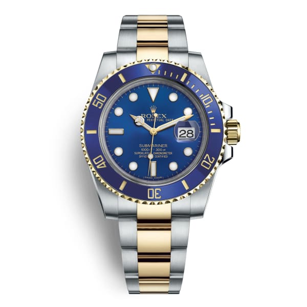 Rolex Submariner Bluesy Blue Index Dial Oyster Bracelet Mens Watch 116613lb-0005