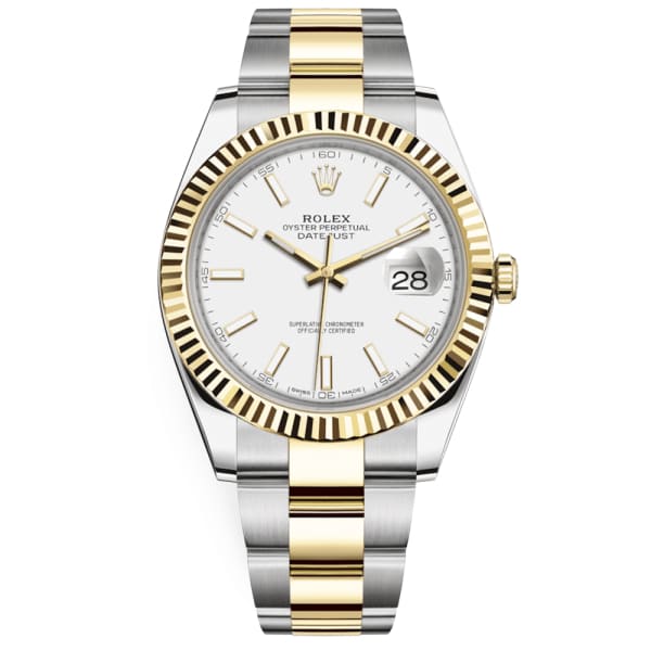 Rolex Oyster Perpetual Datejust 41 Watch White dial, Two-tone, Fluted bezel 126333-0015