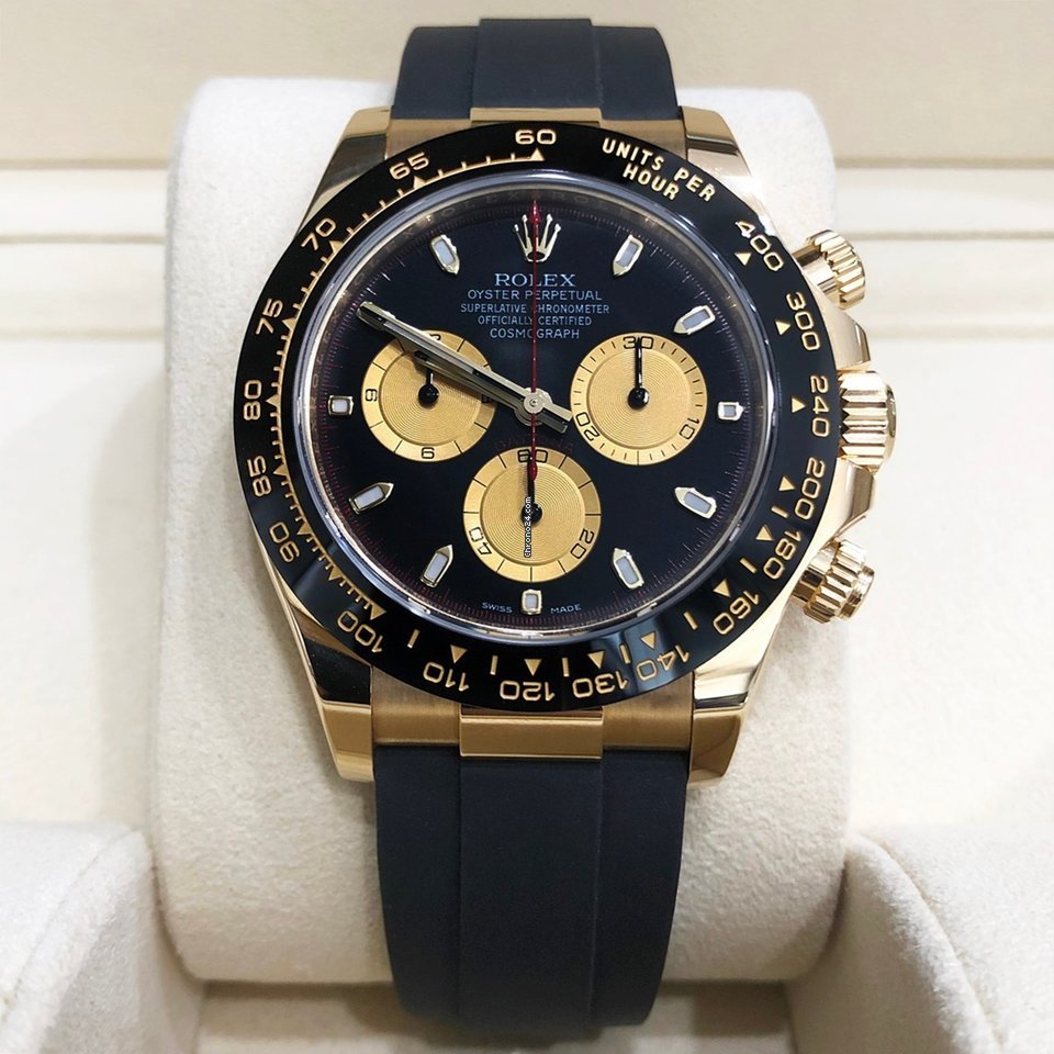 116518 Yellow Gold Cosmograph Daytona 40mm Black Paul Newman Index Dial Black Oysterflex