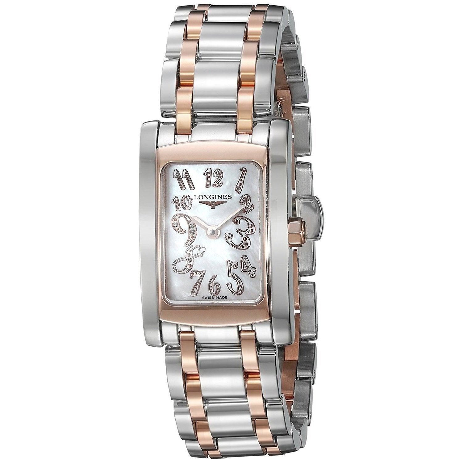 Longines Women's L51555977 Dolce Vita 18kt Pink Gold Diamond Two-Tone Stainless Steel Watch