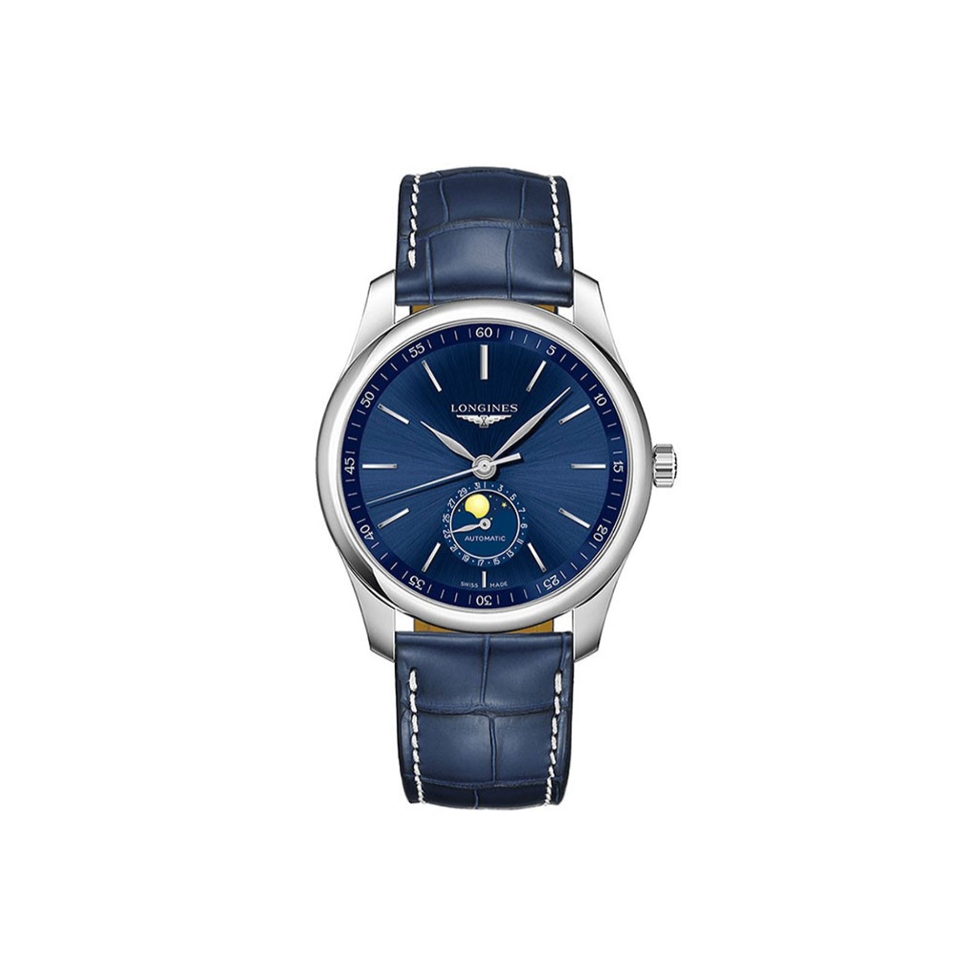 Longines Men's L2.909.4.92.0 Master Collection Blue Leather Watch