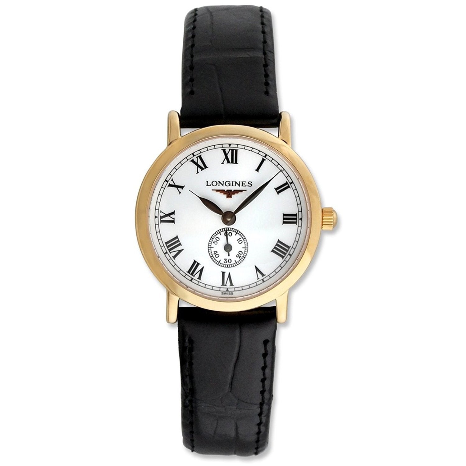 Longines Women's L42918212 Flagship Heritage 18kt Rose Gold Black Leather Watch