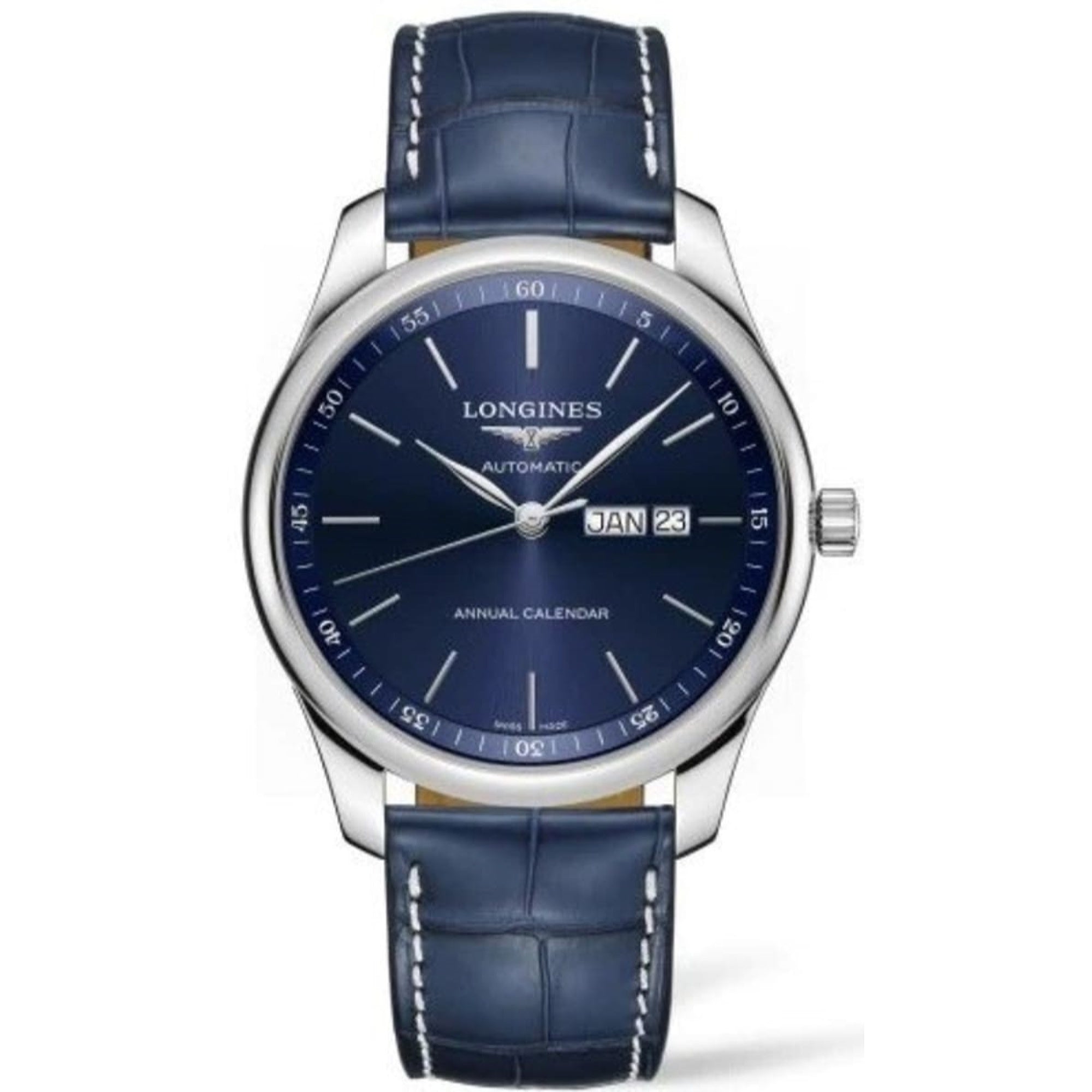 Longines Men's L2.920.4.92.0 Master Collection Blue Leather Watch