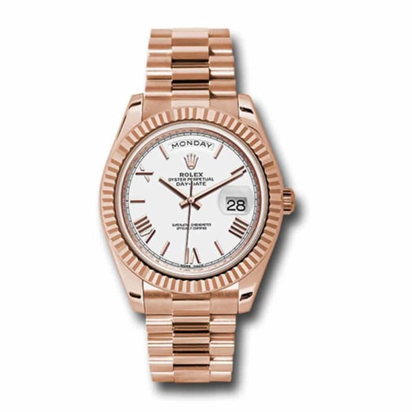 Rolex Day-Date 40 Presidential White Dial with Roman numerals, 18K Everose Gold Automatic Men's