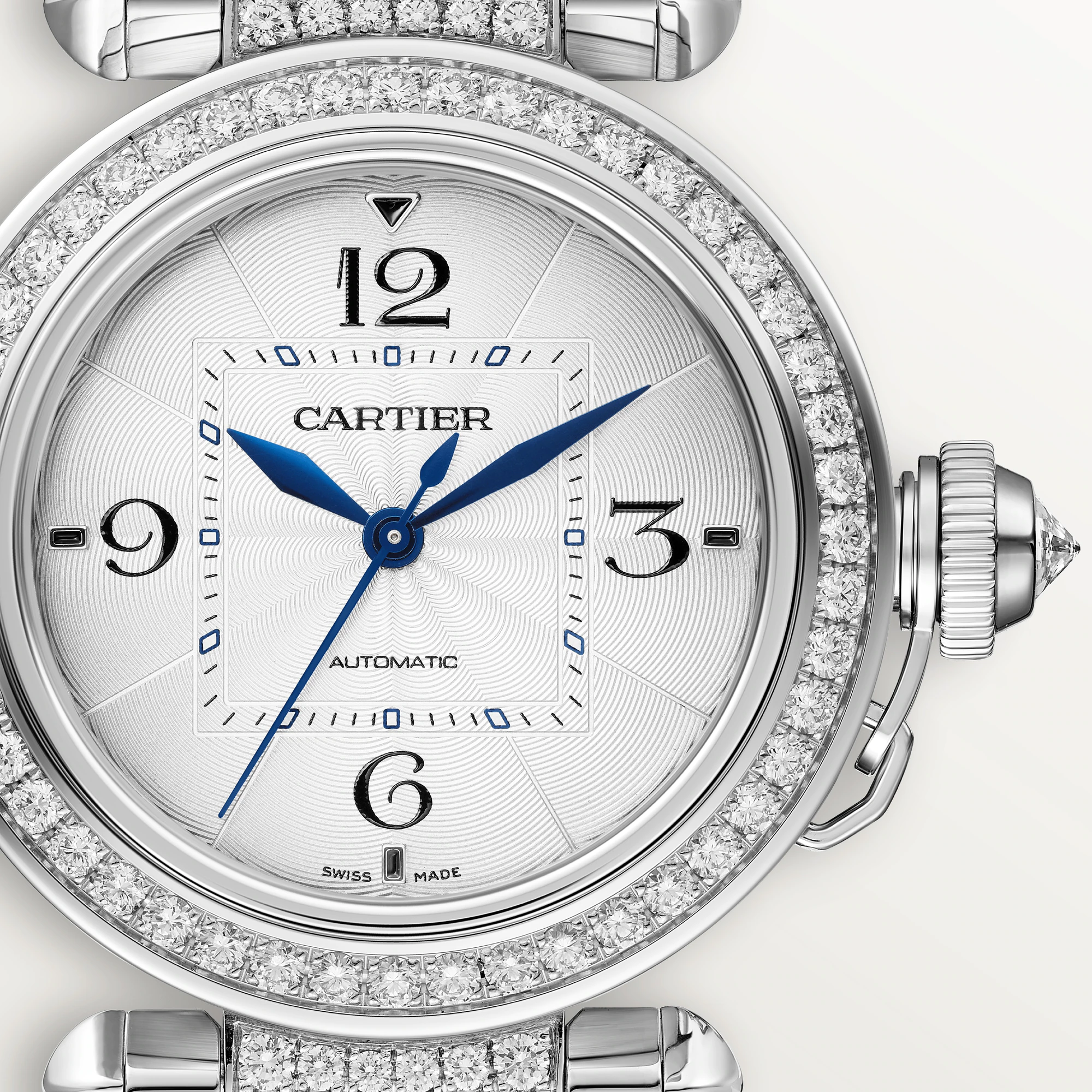 Cartier Pasha de Cartier 35mm 18K White Gold & Diamonds Lady’s Watch, WJPA0014