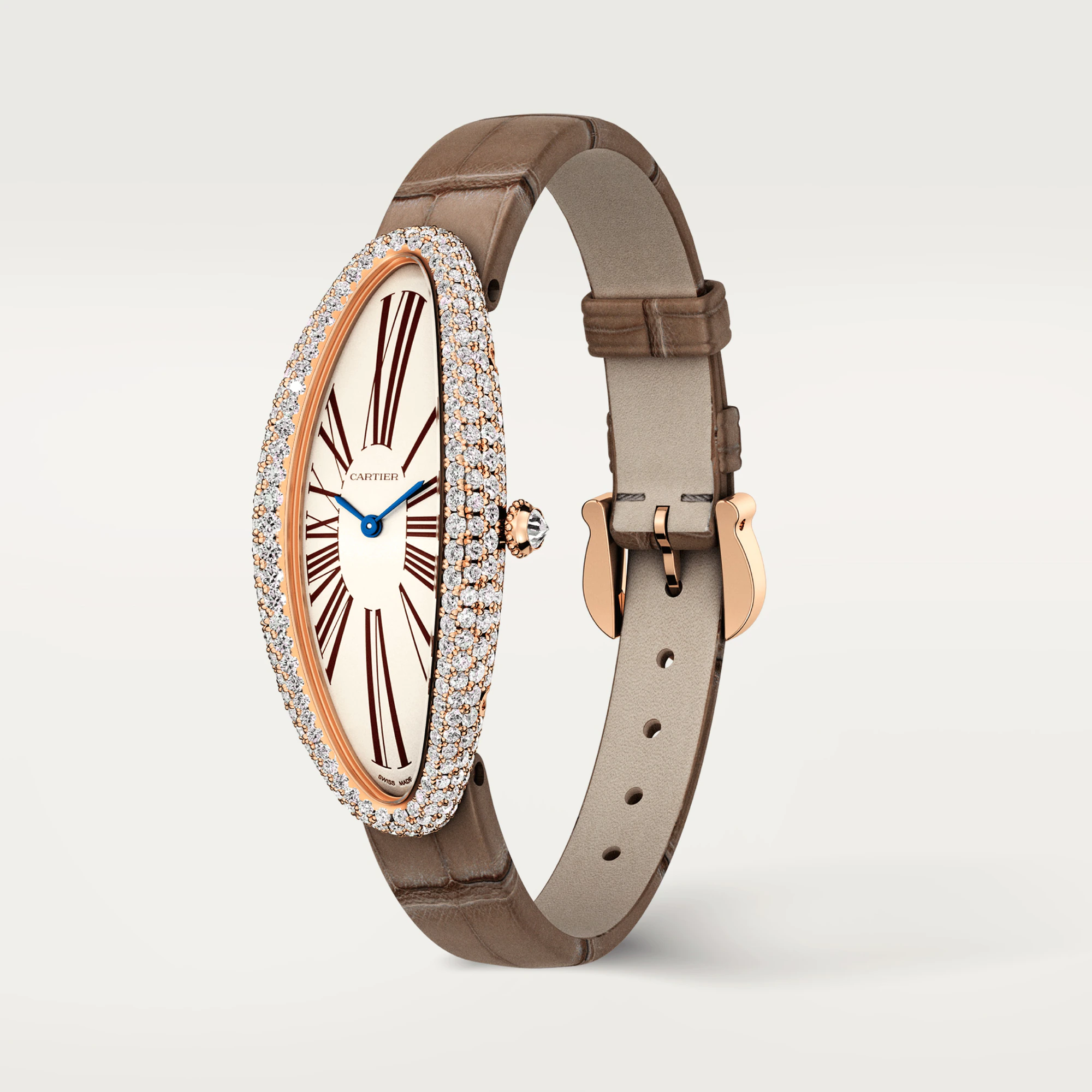 Cartier Baignoire 18K Rose Gold & Diamonds Ladies Watch, WJBA0006