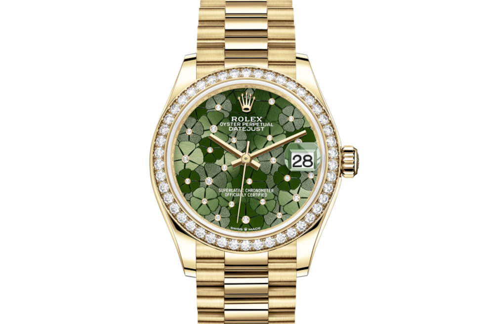 LadyRolex DATEJUST 31 Olive Green, Floral Motif Set With Diamonds,278288RBR