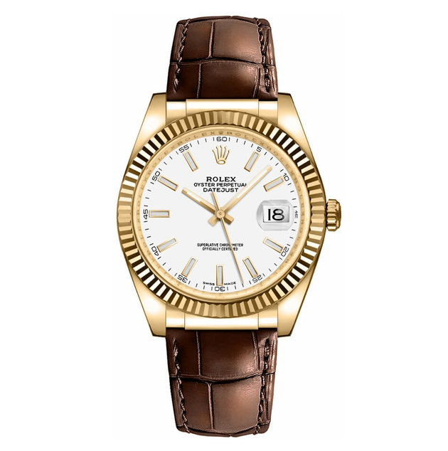 Rolex Datejust 36 White Dial Solid 18k Gold Luxury Watch 116138