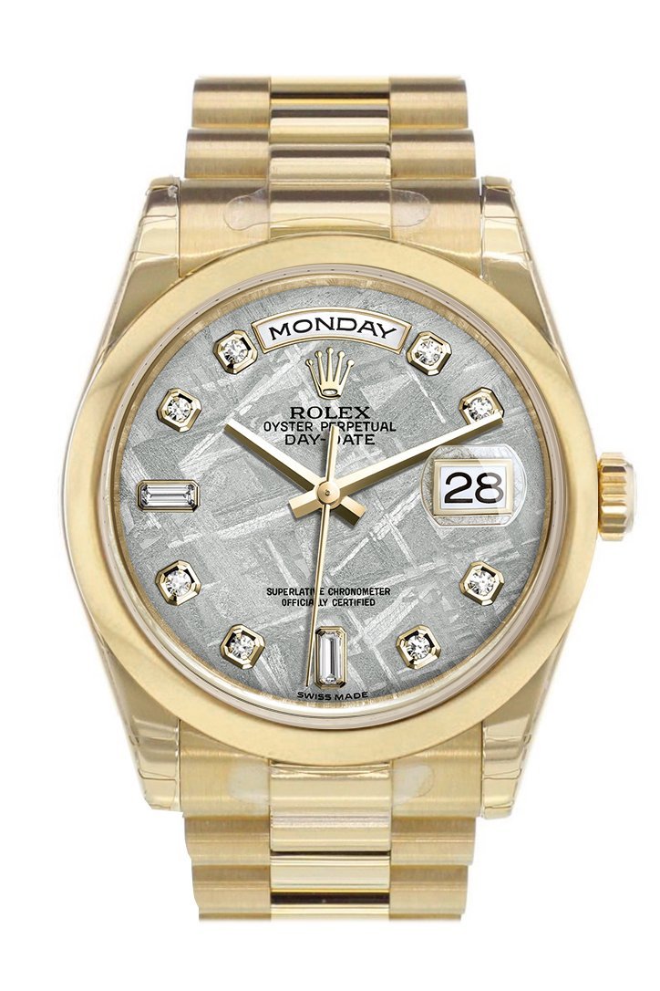 Rolex Day-Date 36 Meteorite set with Diamonds Dial President Yellow Gold Watch 118208