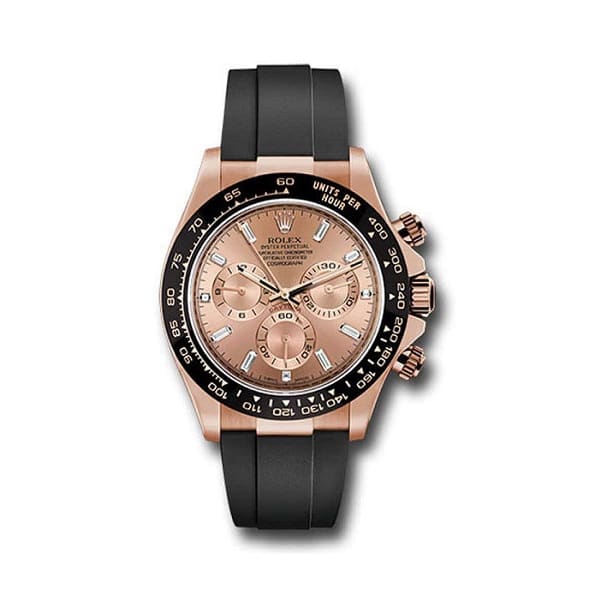 Rolex Daytona, Pink dial, Engraved Bezel, Rubber Oysterflex, Rose gold Watch 116515ln-0021