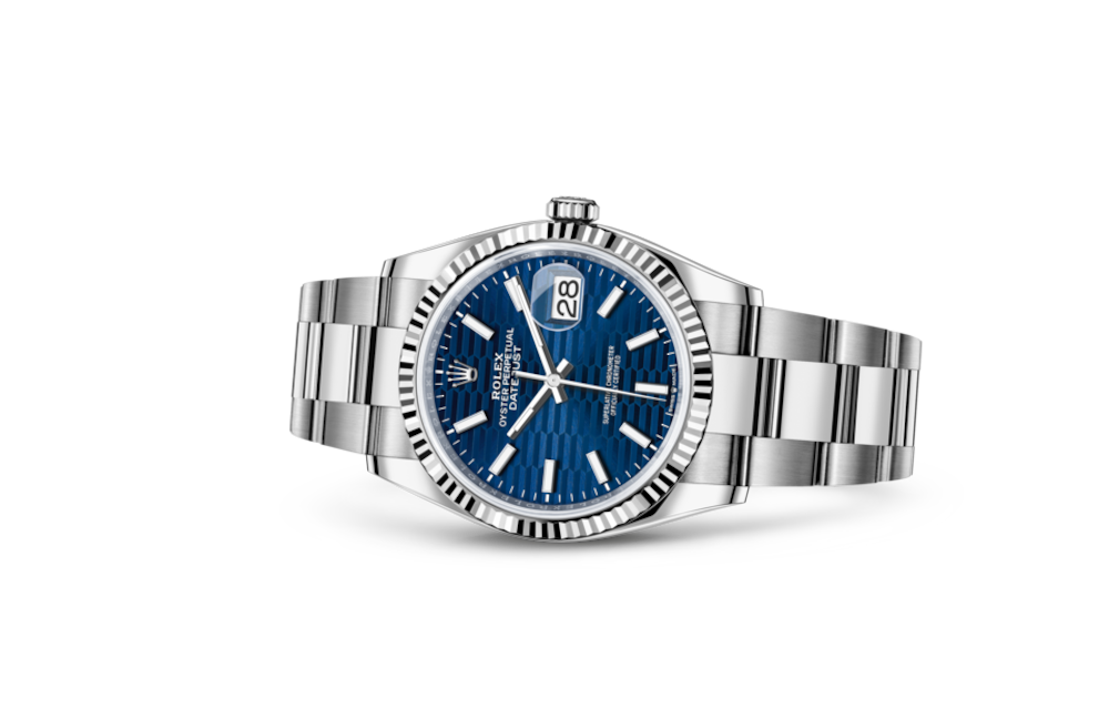 LadyRolex DATEJUST 36 Bright Blue, Fluted Moti,126234