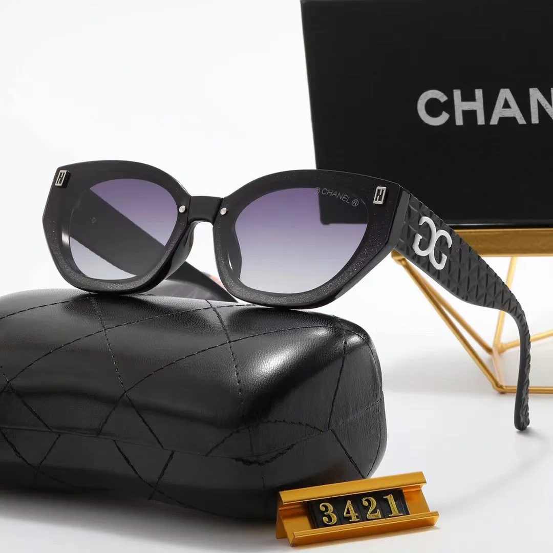 4-color fashion double C triangle rhombus temple polarized sunglasses
