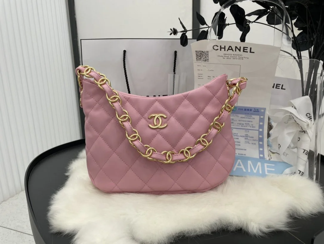 Chanel Hobo Handbag Pink For Women, Women’s Bags 9.4in/24cm