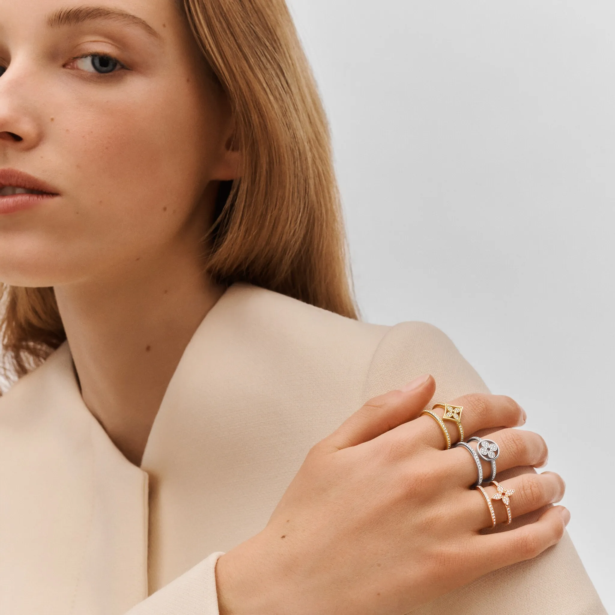 Idylle Blossom White Gold and Diamond Double Row Ring