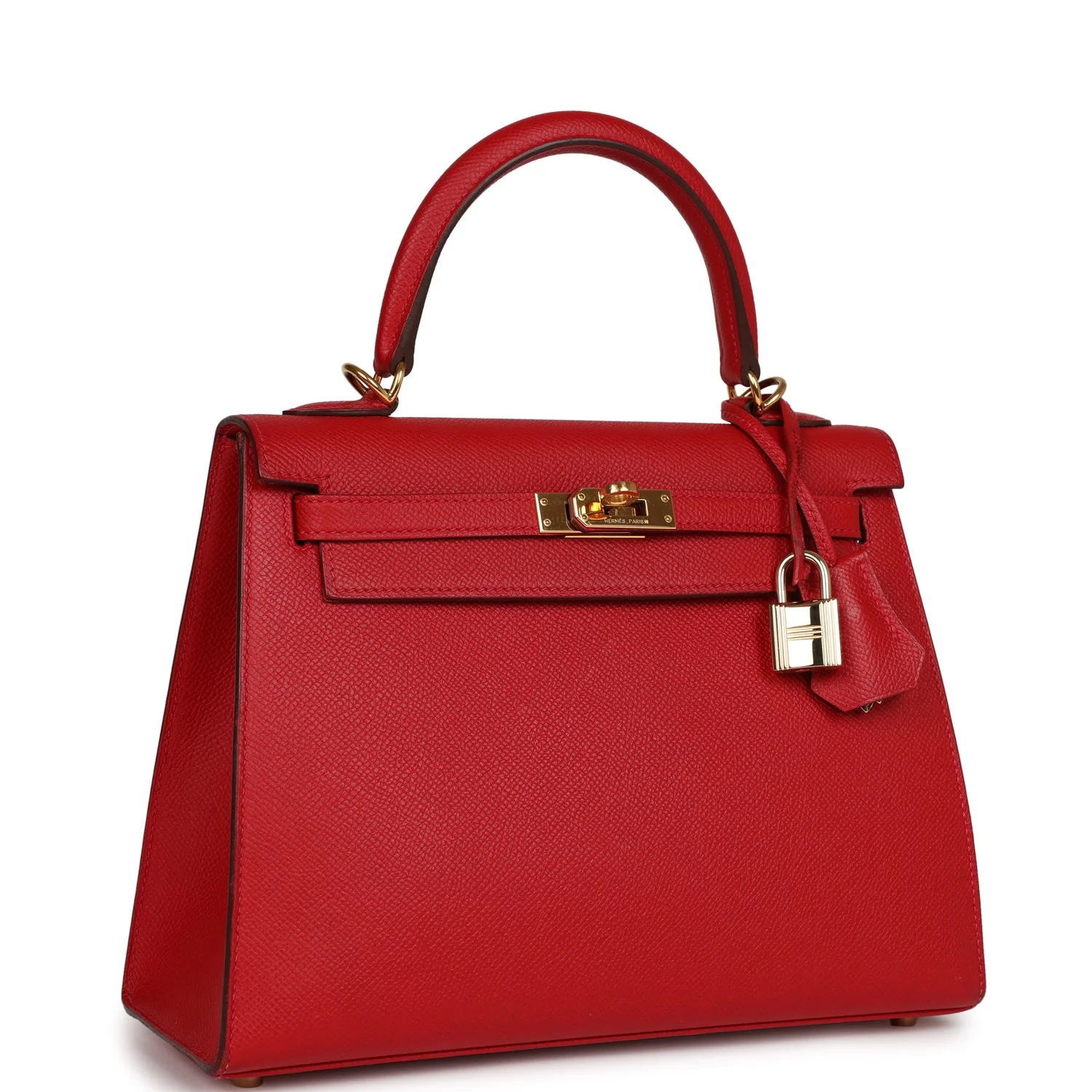 Pre-owned Hermes Kelly Sellier 25 Rouge Casaque Epsom Gold Hardware