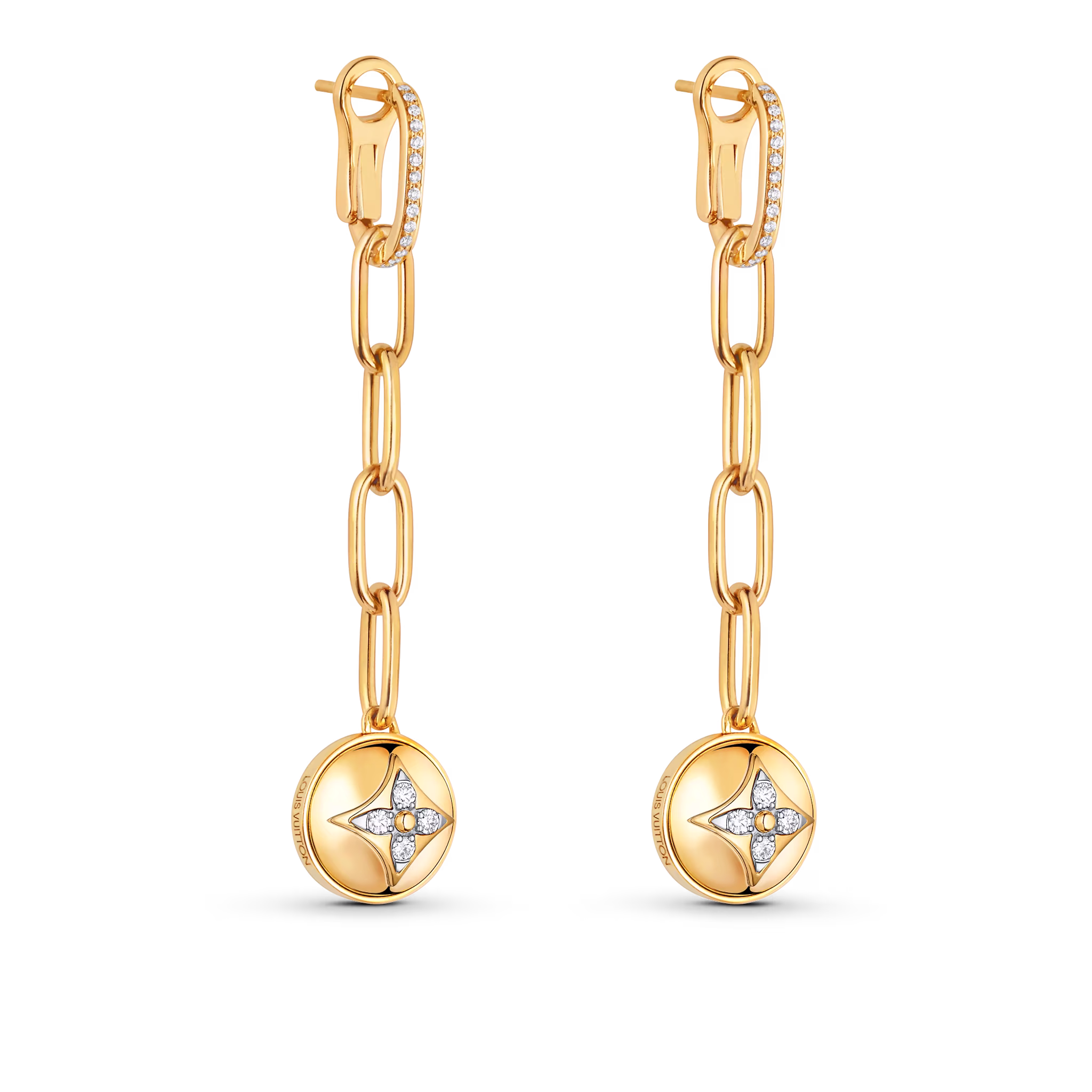 B Blossom Earrings in Yellow and White Gold with Diamonds