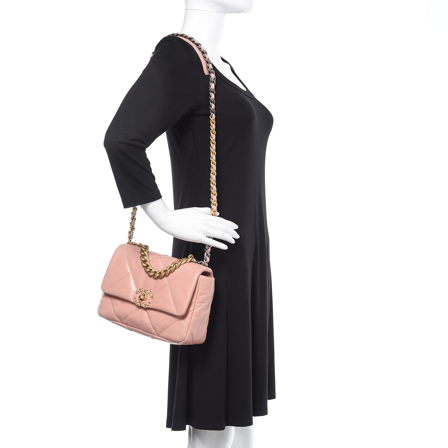 Lambskin Quilted Medium Chanel 19 Flap Light Pink