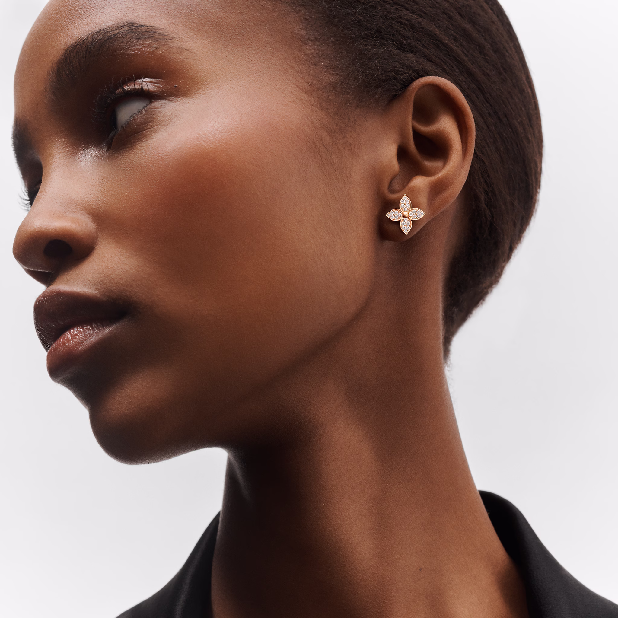 Star Blossom Rose Gold and Diamond Stud Earrings