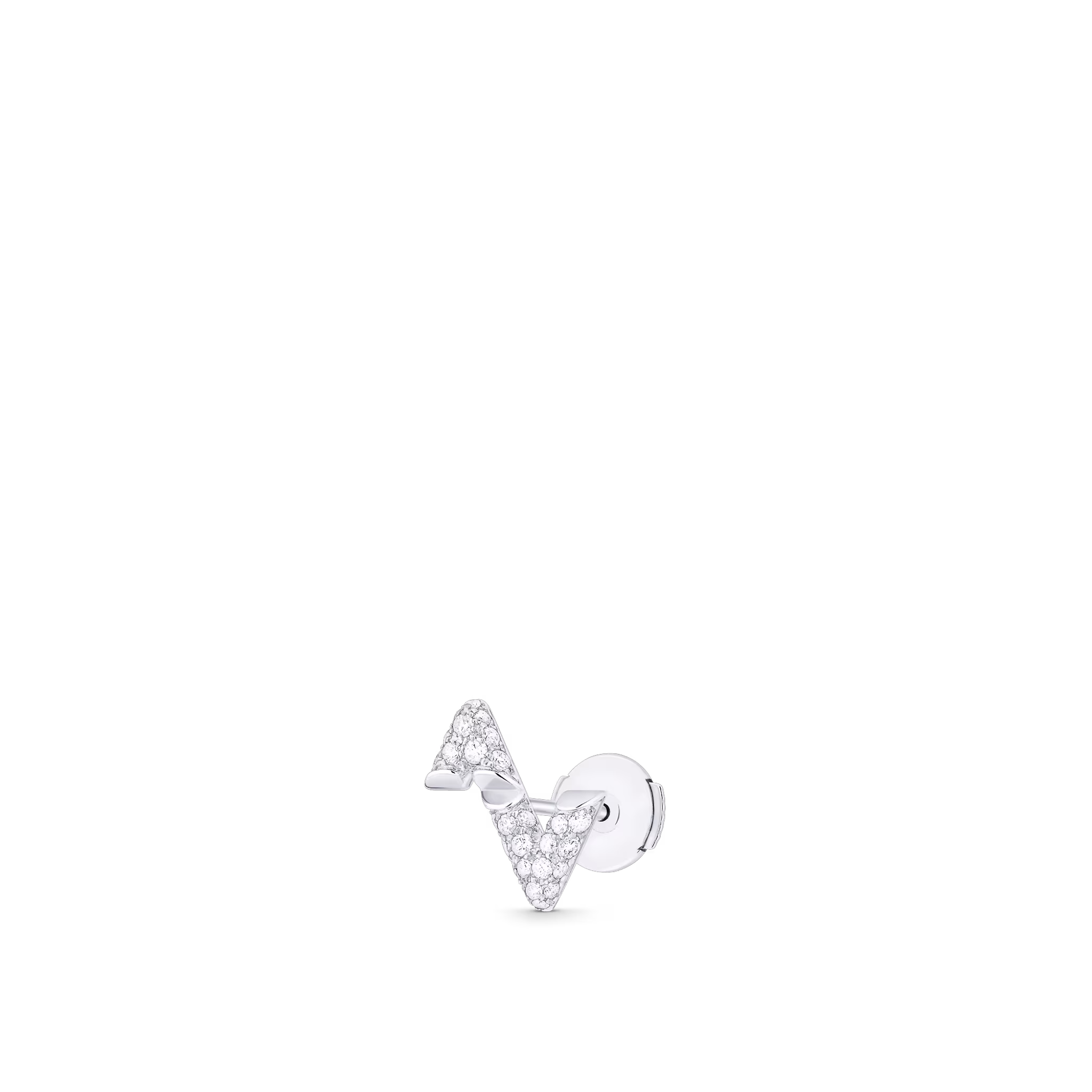 Louis Volt Upside Down White Gold and Diamond Single Stud Earrings