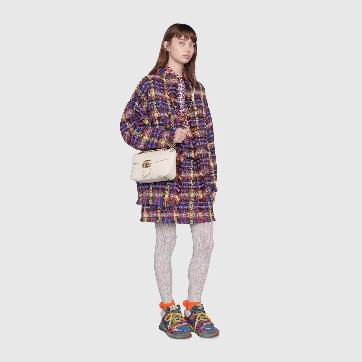 G Marmont Small White Matelass Shoulder Bag