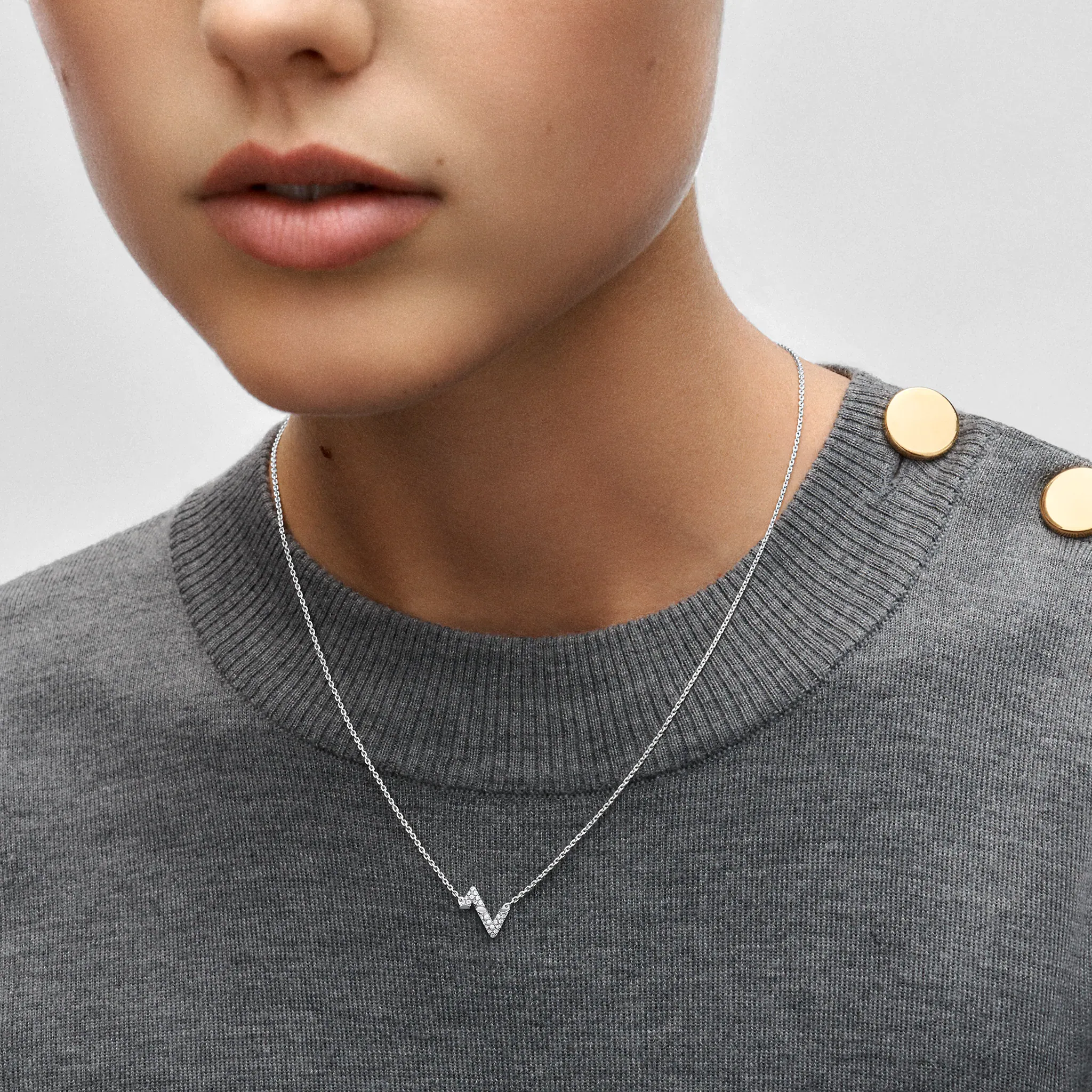 Louis Volt Upside Down White Gold and Diamond Pendant