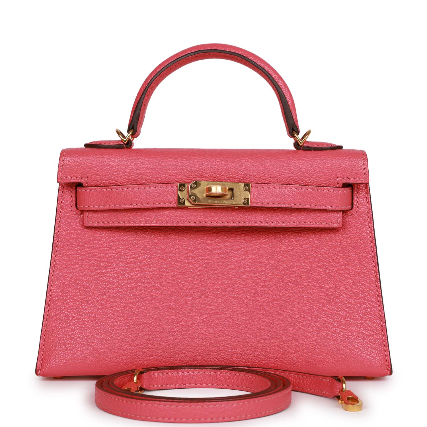 Pre-owned Hermes Kelly Sellier 20 Rose Lipstick Chèvre Gold Hardware