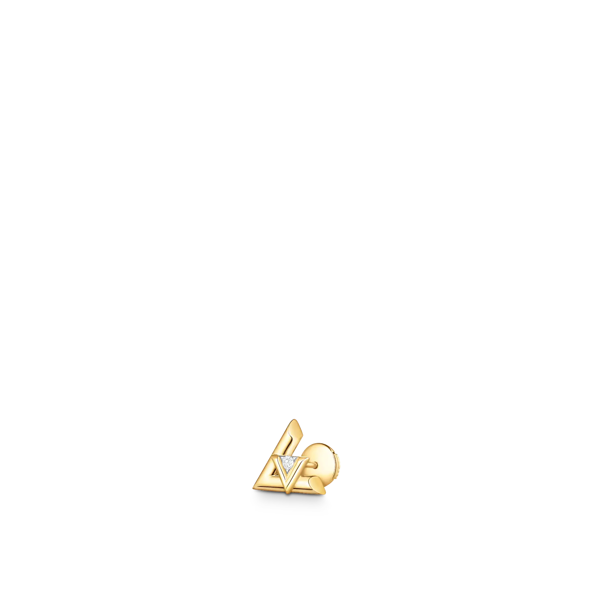 Louis Volt One Yellow K Gold and Diamond Stud Earrings - Single