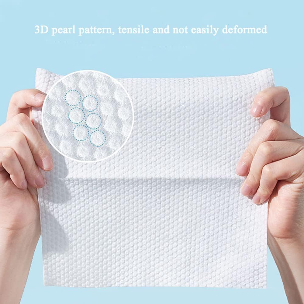 Disposable Face Towel, Extra Thick Cotton Tissue, 100% Cotton Lint-Free Unscented Dry Wipes, Make Up Removing Wipes Ultra Soft for Sensitive Skin (Extra Thick (4 Pack))