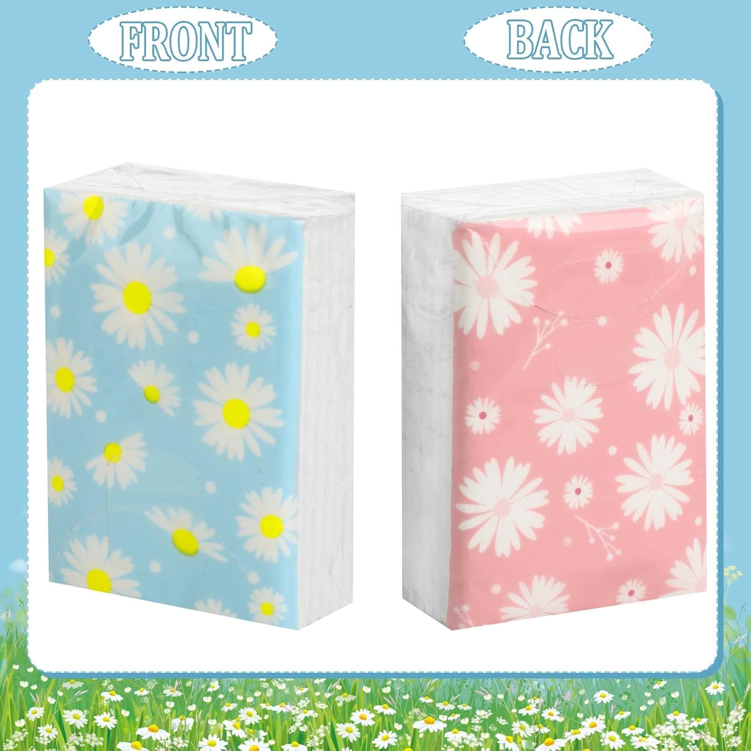 100 Pack Fresh Daisy Pocket Tissues 3 Ply Pocket Packs Facial Tissues Travel Size Floral Designed Individual Tissue Packs Small Travel Tissue Packs for Guests Funeral Favors Bridal Shower (800 Sheets)