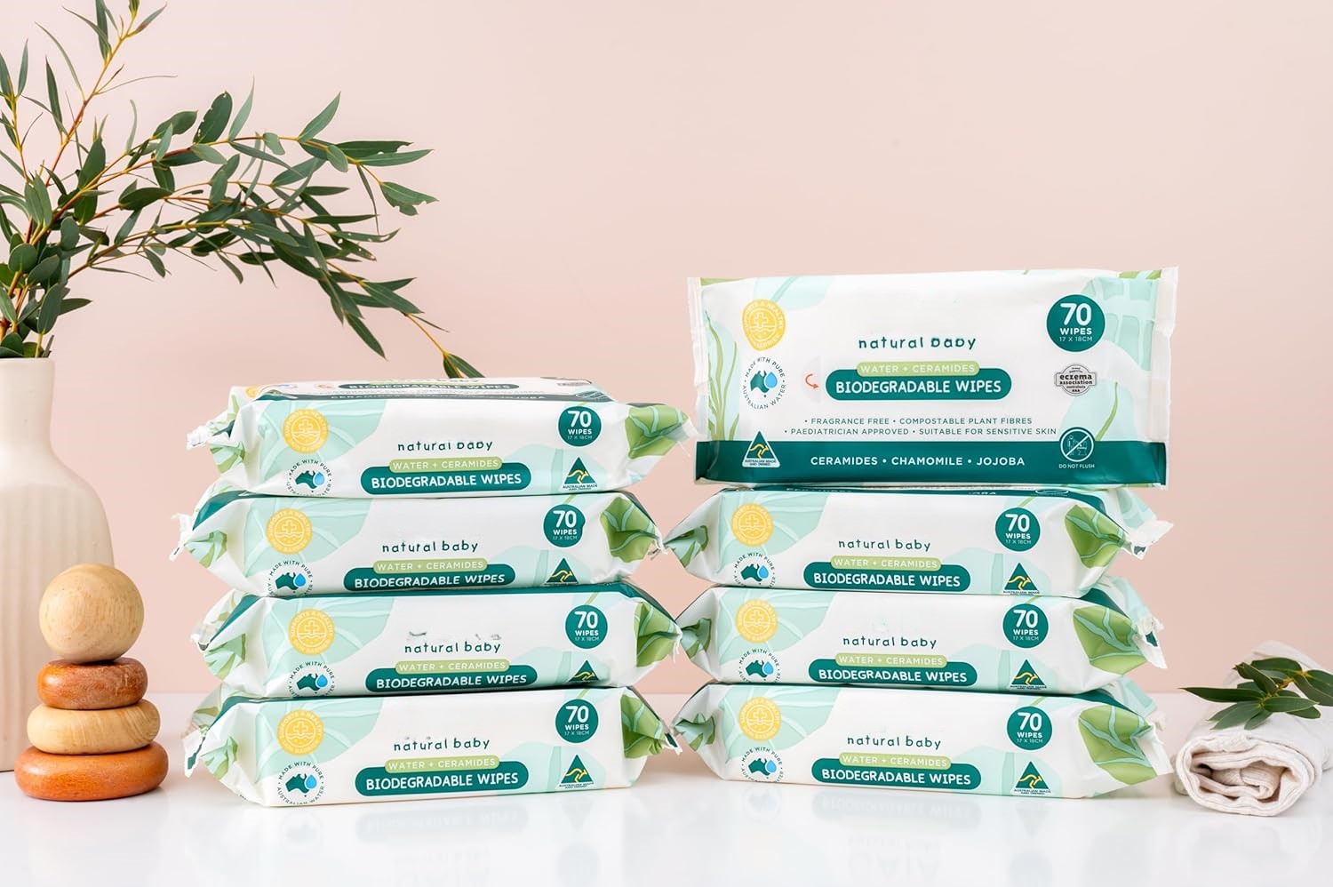 Biodegradable Water Wipes | 560 Count | 8 x 70pk