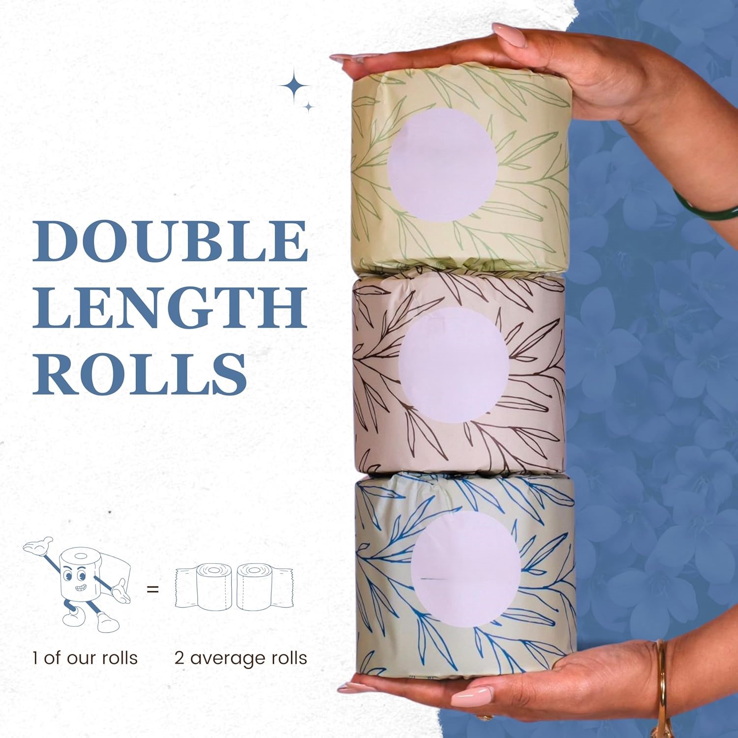 responsibly 100% Bamboo Toilet Paper, 24 Rolls, 3 Ply, 370 Sheets, Long, Strong & Soft Toilet Tissue, Sustainable, Biodegradable, Renewable, Tree Free Bathroom Tissue Made with Bamboo Fibers