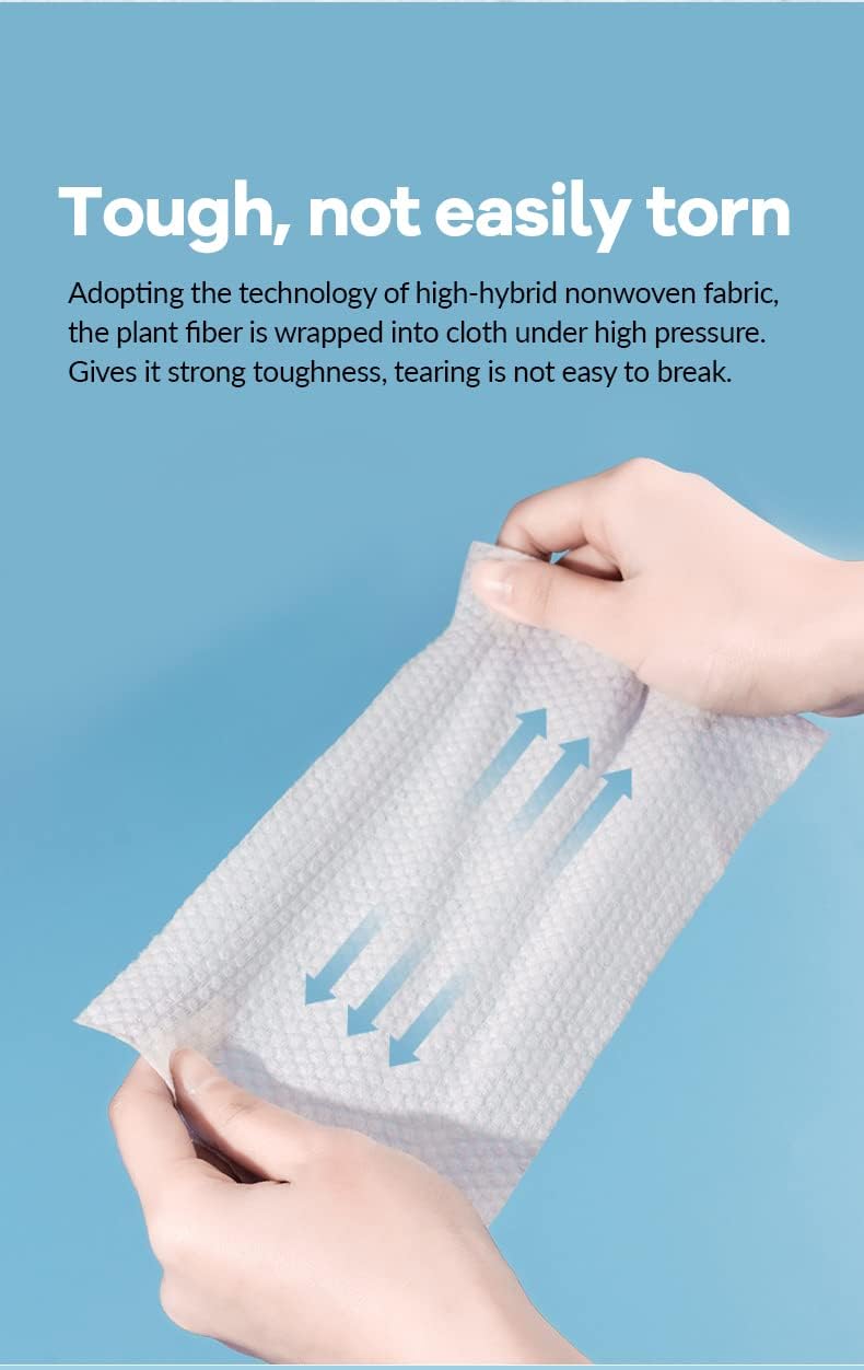 Soft and Dry Wipe, 100% Cotton, Disposable Face Towel, Lint Free, Wet Use for Sensitive Skin, Facial Cleansing, Makeup Removal, Surface Cleaning (300 Count (Pack of 3)