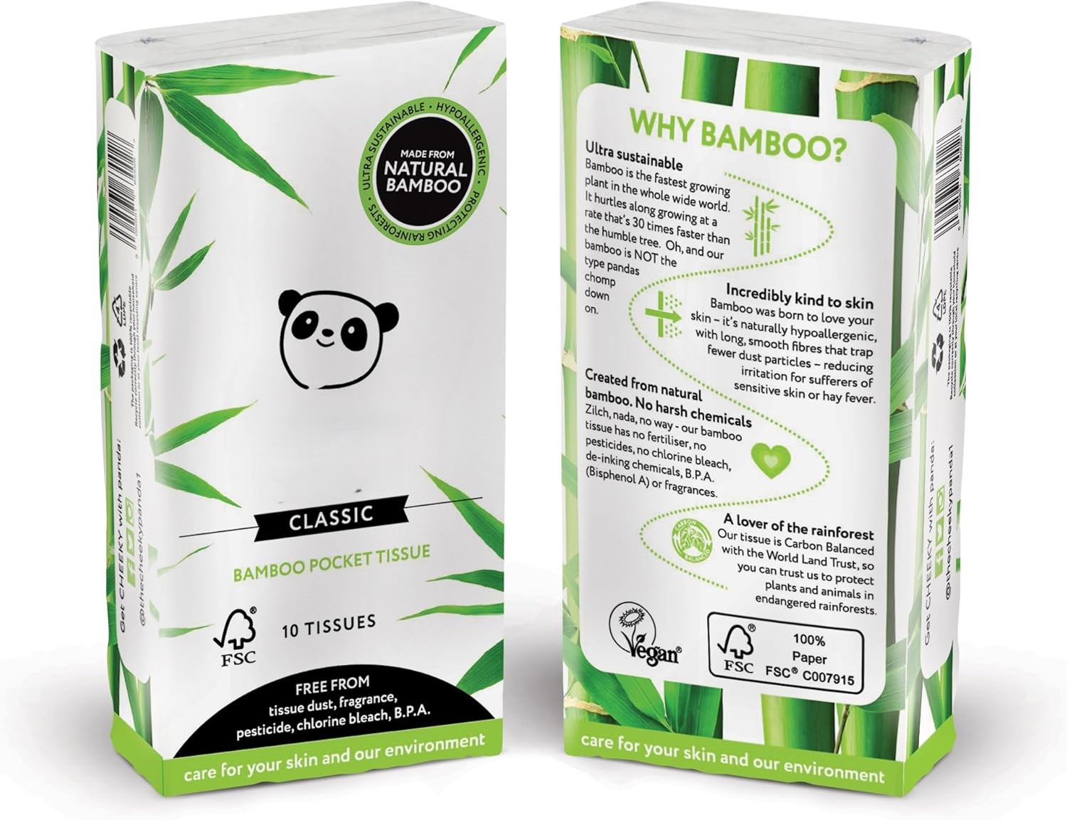 100% Bamboo Pocket Tissue, Pack of 8