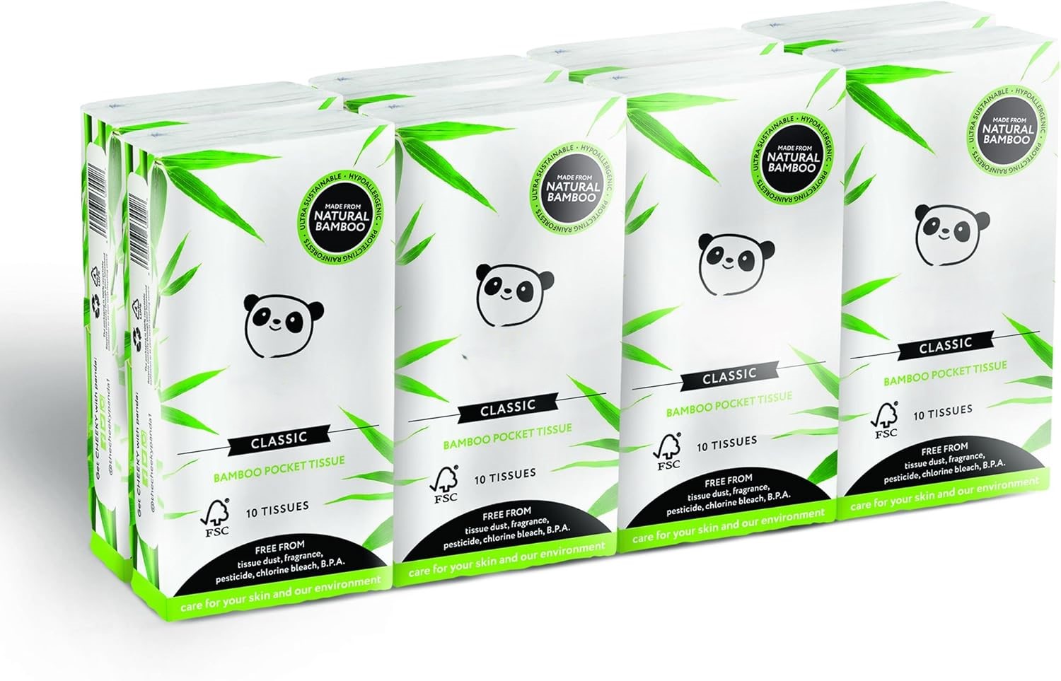 100% Bamboo Pocket Tissue, Pack of 8