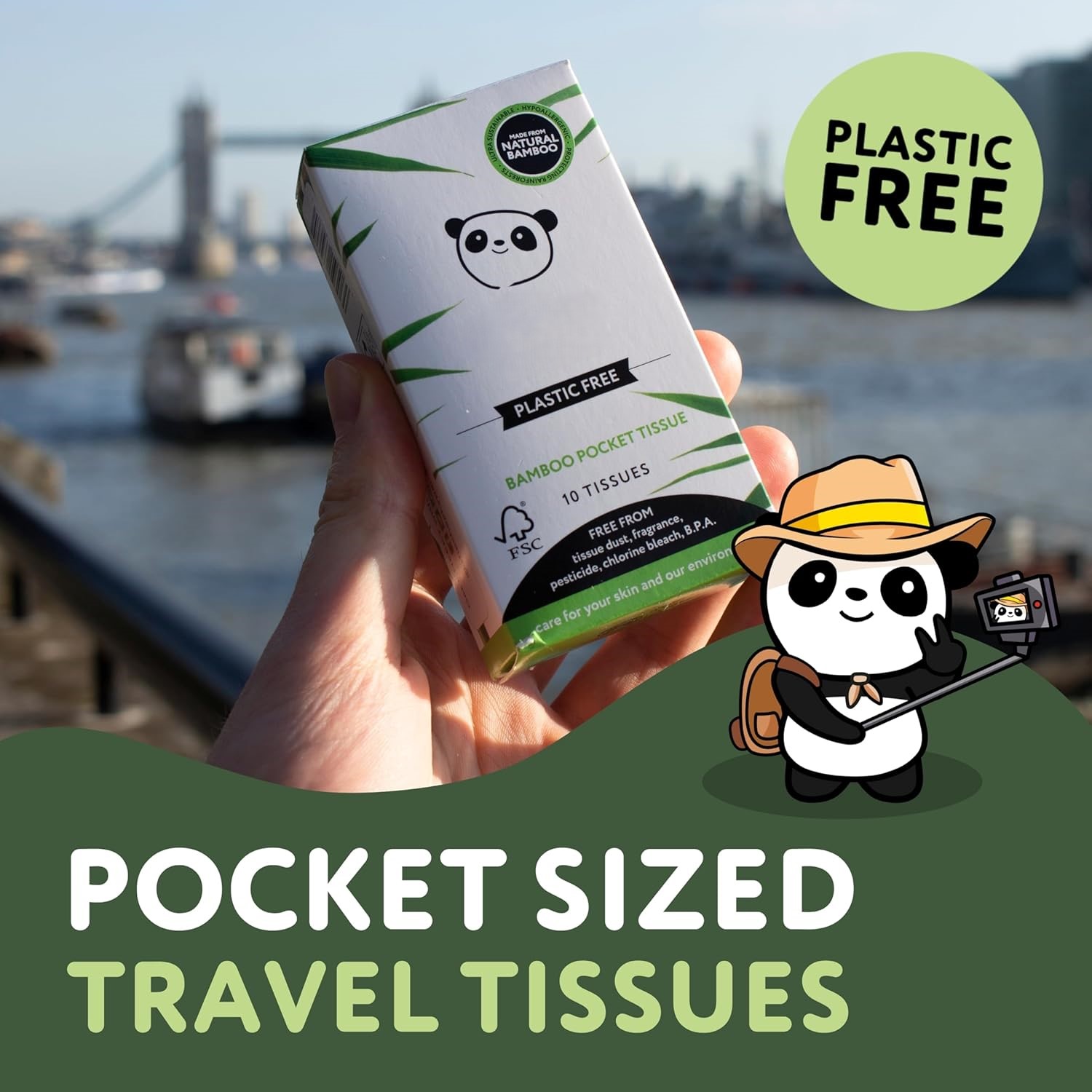 Bamboo Facial Tissue | 14 x Plastic Free Travel Tissue Packs| 140 Super Soft Pocket Tissues