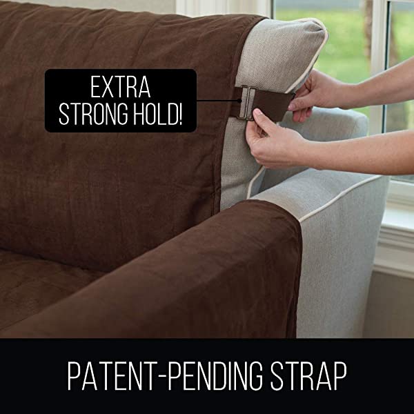 Gorilla Grip original soft suede sofa cover, XL size, 70 inches seat width, patent non-slip durable furniture cover, with shoulder strap, washable dog, children, pet sofa cover, dark gray 70