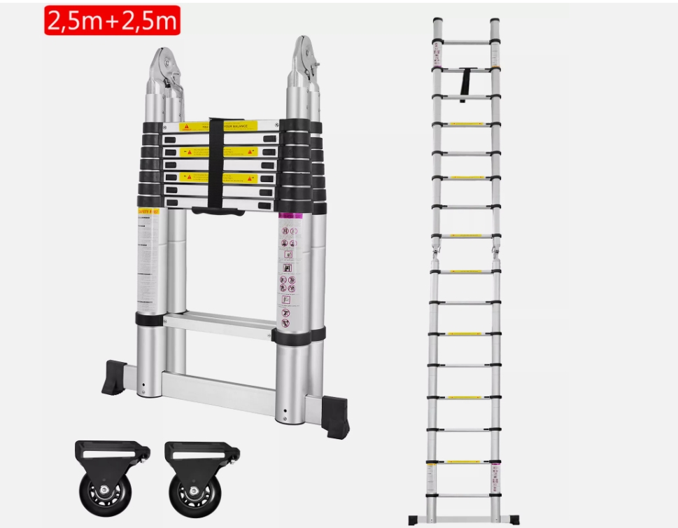 Scala telescopica Worhan 2,5m + 2,5 m modello linea B