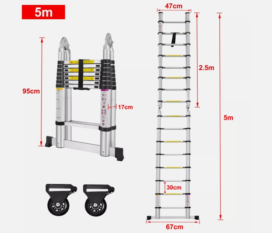 Scala telescopica Worhan 2,5m + 2,5 m modello linea B