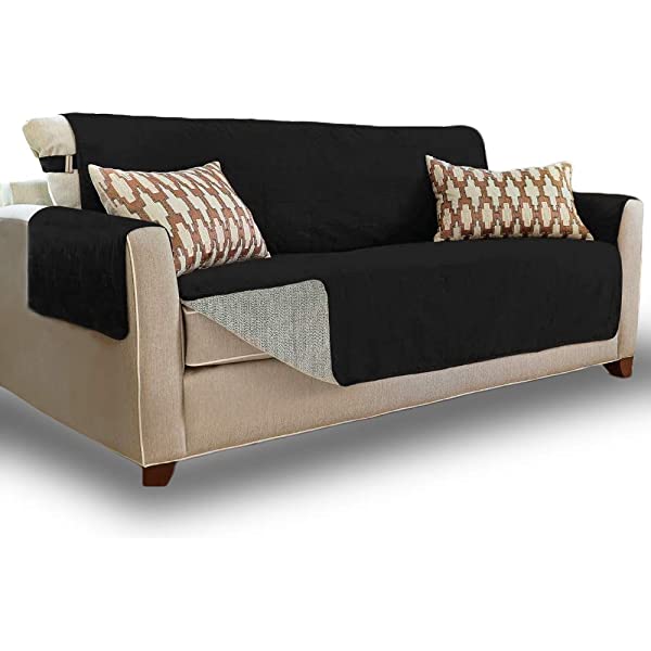 Gorilla Grip original soft suede sofa cover, XL size, 70 inches seat width, patent non-slip durable furniture cover, with shoulder strap, washable dog, children, pet sofa cover, dark gray 70