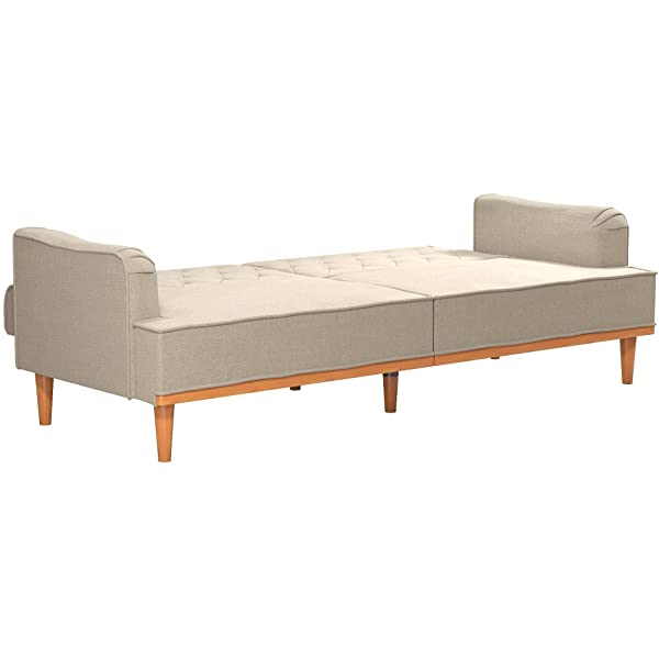 Mr. Kate Stella Vintage Convertible Sofa Bed Futon, Tan Linen