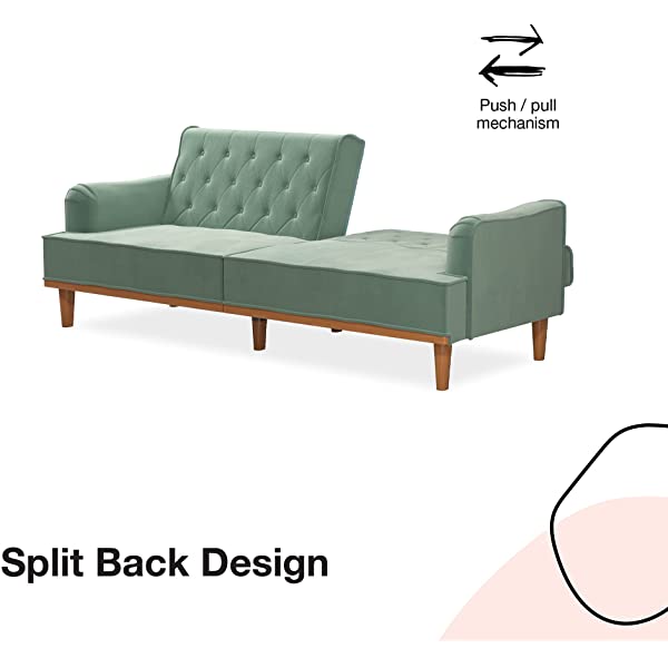 Mr. Kate Stella Vintage Convertible Sofa Bed Futon, Tan Linen