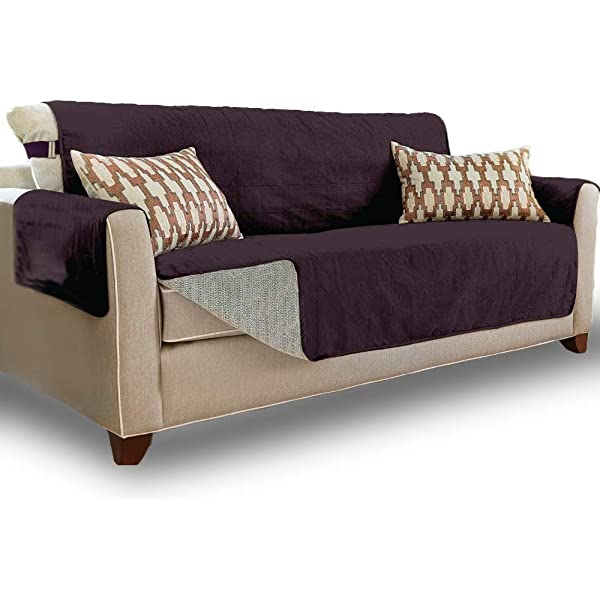 Gorilla Grip original soft suede sofa cover, XL size, 70 inches seat width, patent non-slip durable furniture cover, with shoulder strap, washable dog, children, pet sofa cover, dark gray 70