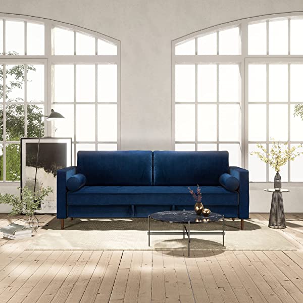 Nouhaus Module, Sleeper Sofa Bed Couch. 7ft Luxury Convertible Sofa Futon Bed with No Roll Together Latex. Ivory Woven Pull Out Bed for Bedroom Couch, Small Apartment Furniture Sofas or RV Couch Woven/Knit Ivory