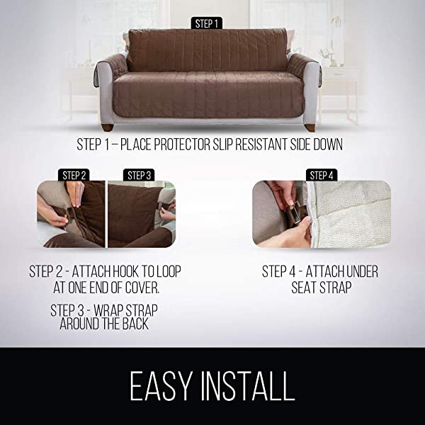 Gorilla Grip original soft suede sofa cover, XL size, 70 inches seat width, patent non-slip durable furniture cover, with shoulder strap, washable dog, children, pet sofa cover, dark gray 70