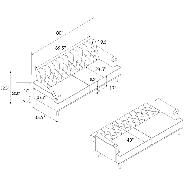 Mr. Kate Stella Vintage Convertible Sofa Bed Futon, Tan Linen