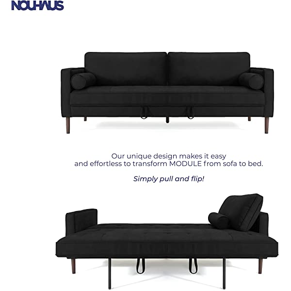 Nouhaus Module, Sleeper Sofa Bed Couch. 7ft Luxury Convertible Sofa Futon Bed with No Roll Together Latex. Ivory Woven Pull Out Bed for Bedroom Couch, Small Apartment Furniture Sofas or RV Couch Woven/Knit Ivory