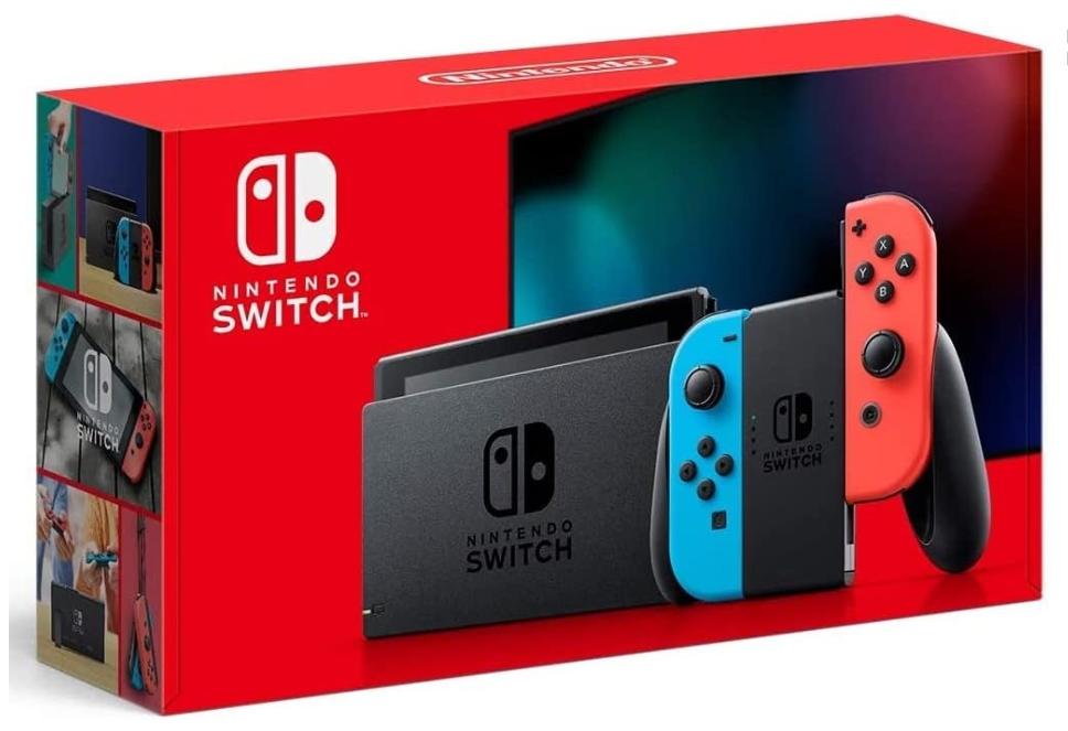 Nintendo Switch with Neon Blue and Neon Red Joy‑Con