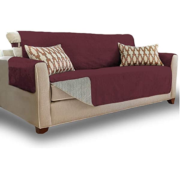 Gorilla Grip original soft suede sofa cover, XL size, 70 inches seat width, patent non-slip durable furniture cover, with shoulder strap, washable dog, children, pet sofa cover, dark gray 70