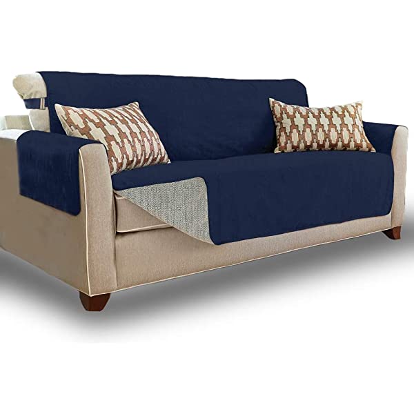 Gorilla Grip original soft suede sofa cover, XL size, 70 inches seat width, patent non-slip durable furniture cover, with shoulder strap, washable dog, children, pet sofa cover, dark gray 70