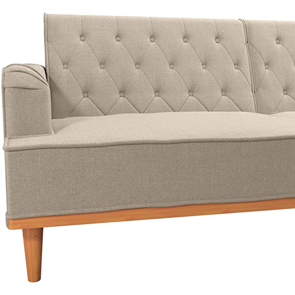 Mr. Kate Stella Vintage Convertible Sofa Bed Futon, Tan Linen